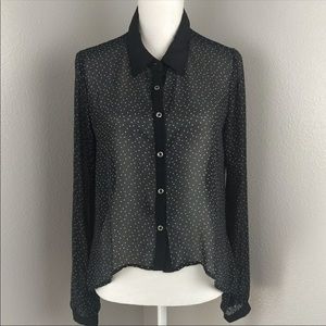 Have or Hae Sheer Polka Dot Blouse Top Shirt